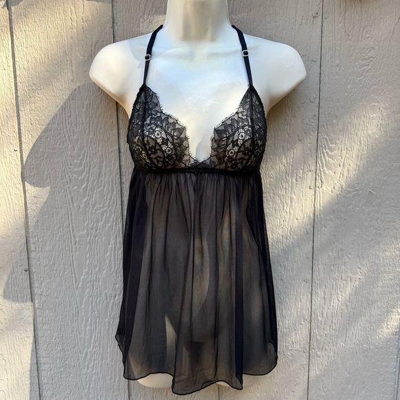 Victoria's Secret Other - Modern Victoria’s Secret Sheer Lace Babydoll Black Lingerie Top Dress Small